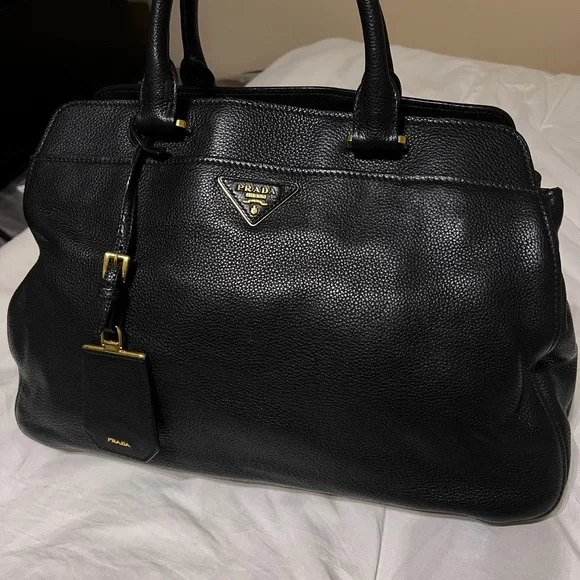 Prada Vitello Daino Tote Black Bag Vintage - Picture 2 of 13